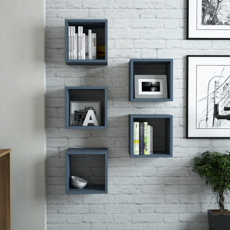Estante de pared Box azul Practica Hogar Estante de pared Box azul Practica Hogar