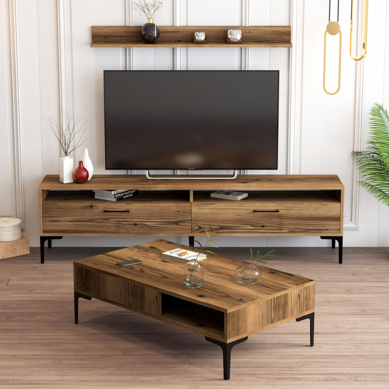 Conjunto de muebles de salón istanbul nogal Practica Hogar Conjunto de muebles de salón istanbul nogal Practica Hogar