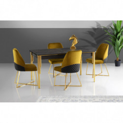 Mesa de comedor extensible Damla-1101 dorado negro Practica Hogar