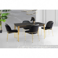 Mesa de comedor extensible Damla-1101 dorado negro Practica Hogar