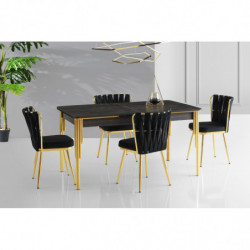 Mesa de comedor extensible Damla-1101 dorado negro Practica Hogar