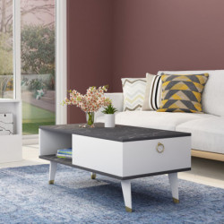 Mesa de centro Delux Negro Blanco Practica Hogar