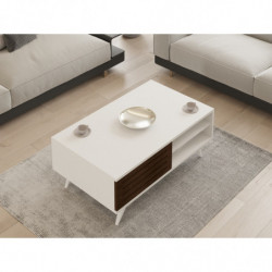 Mesa de centro Grande blanco nogal Practica Hogar