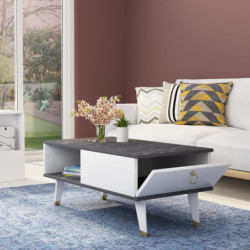 Mesa de centro Delux Negro Blanco Practica Hogar