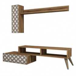 Mueble TV con estante Planet blanco nogal Practica Hogar