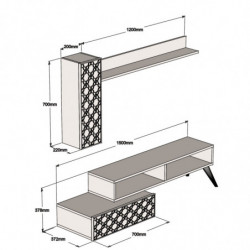 Mueble TV con estante Planet blanco nogal Practica Hogar