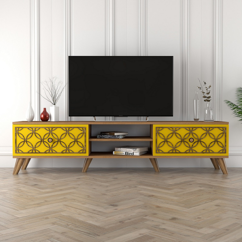 Mueble TV Class amarillo nogal Practica Hogar Mueble TV Class amarillo nogal Practica Hogar