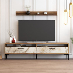 Mueble TV con estante istanbul blanco nogal Practica Hogar
