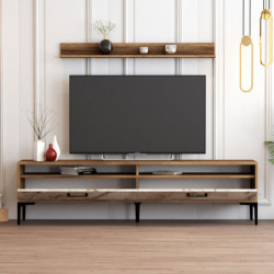 Mueble TV con estante istanbul blanco nogal Practica Hogar
