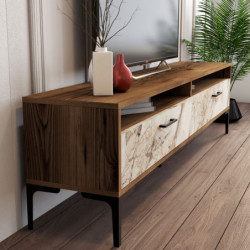 Mueble TV con estante istanbul blanco nogal Practica Hogar