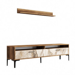 Mueble TV con estante istanbul blanco nogal Practica Hogar