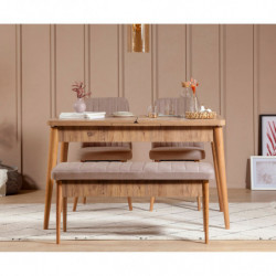 Set mesa comedor extensible y sillas (4 piezas) Vina 0900 pino atlántico Practica Hogar