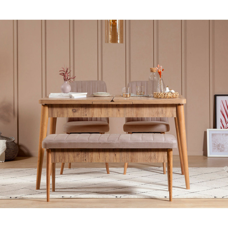 Set mesa comedor extensible y sillas (4 piezas) Vina 0900 pino atlántico Practica Hogar Set mesa comedor extensible y sillas (4 piezas) Vina 0900 pino atlántico Practica Hogar