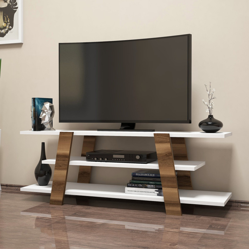 Mueble TV Flower blanco nogal Practica Hogar Mueble TV Flower blanco nogal Practica Hogar