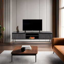 Mueble TV Escape 180 negro marrón oscuro Practica Hogar