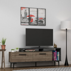 Mueble TV Niva Nogal Mármol negro Practica Hogar