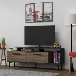 Mueble TV Niva Nogal Mármol negro Practica Hogar