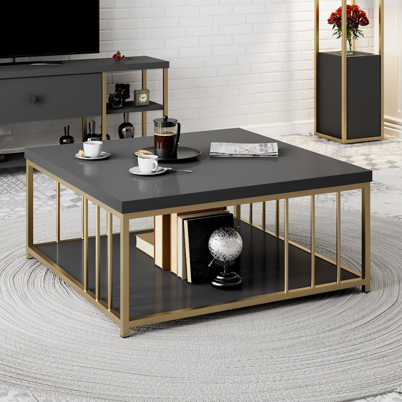 Mesa de centro Zenn dorado antracita Practica Hogar Mesa de centro Zenn dorado antracita Practica Hogar