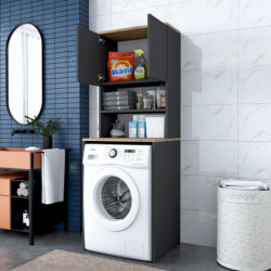 Mueble de lavadora KD101-2674 antracita nogal Practica Hogar