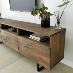Mueble TV con estante Onda nogal Practica Hogar