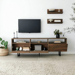 Mueble TV con estante Onda nogal Practica Hogar
