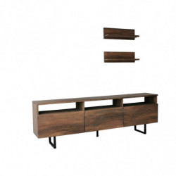 Mueble TV con estante Onda nogal Practica Hogar