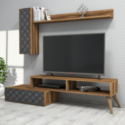 Mueble TV con estante Planet calcedonia nogal Practica Hogar