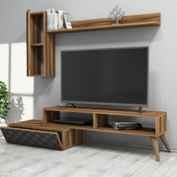 Mueble TV con estante Planet calcedonia nogal Practica Hogar