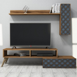 Mueble TV con estante Planet calcedonia nogal Practica Hogar