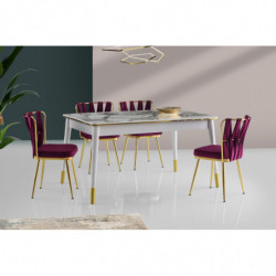 Mesa de comedor extensible Flora-1113 dorado blanco Practica Hogar