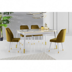 Mesa de comedor extensible Flora-1113 dorado blanco Practica Hogar