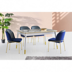 Mesa de comedor extensible Flora-1113 dorado blanco Practica Hogar