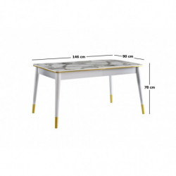 Mesa de comedor extensible Flora-1113 dorado blanco Practica Hogar