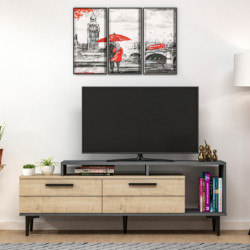 Mueble TV Niva Roble Zafiro Antracita Practica Hogar