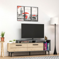 Mueble TV Niva Roble Zafiro Antracita Practica Hogar