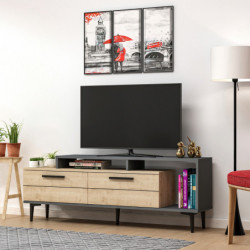Mueble TV Niva Roble Zafiro Antracita Practica Hogar