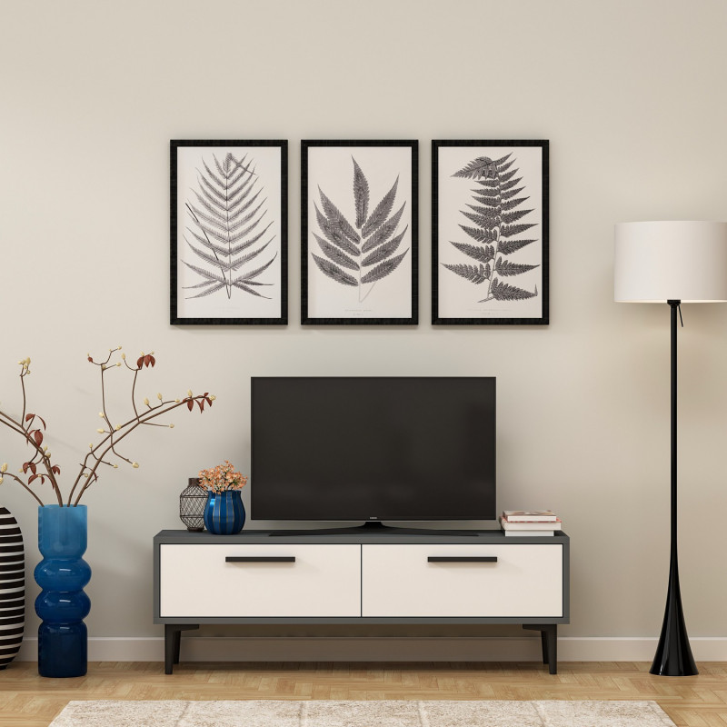 Mueble TV Leni Antracita Blanco Practica Hogar Mueble TV Leni Antracita Blanco Practica Hogar