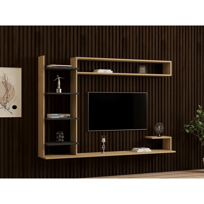 Mueble TV con estante Noble antracita zafiro Practica Hogar Mueble TV con estante Noble antracita zafiro Practica Hogar