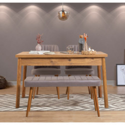 Set mesa y sillas (4 piezas) Costa pino atlántico gris Practica Hogar
