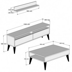 Conjunto de muebles de salón Best nogal Practica Hogar