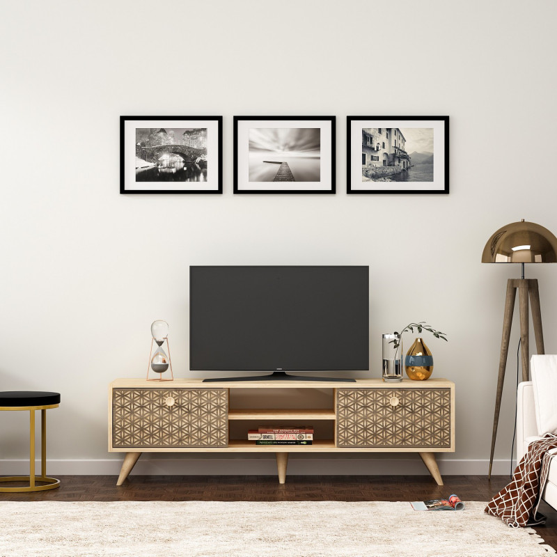 Mueble TV Newyork Roble Zafiro Practica Hogar Mueble TV Newyork Roble Zafiro Practica Hogar