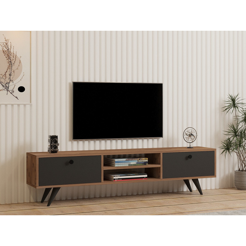 Mueble TV Tumuki pino atlántico antracita Practica Hogar Mueble TV Tumuki pino atlántico antracita Practica Hogar