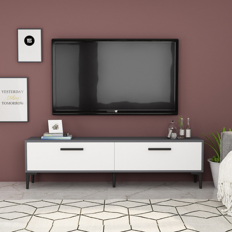 Mueble TV inel Antracita Blanco Practica Hogar Mueble TV inel Antracita Blanco Practica Hogar