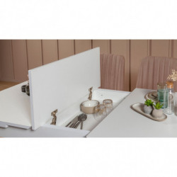 Set mesa comedor extensible y sillas (5 piezas) Vina piedra blanco Practica Hogar