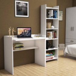 Escritorio con estantería Karma blanco Practica Hogar