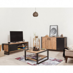 Conjunto de muebles de salón Cosmo -TKM.14 pino atlántico negro Practica Hogar