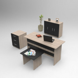 Conjunto de muebles de oficina VO12 OB roble negro Practica Hogar
