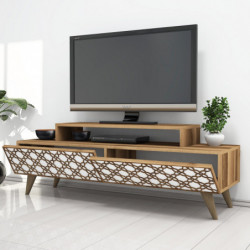 Mueble TV City blanco nogal Practica Hogar