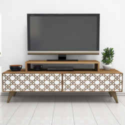Mueble TV City blanco nogal Practica Hogar