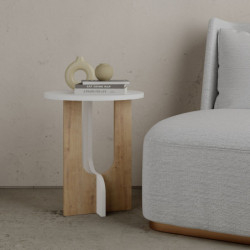 Mesa auxiliar Luna roble blanco Practica Hogar